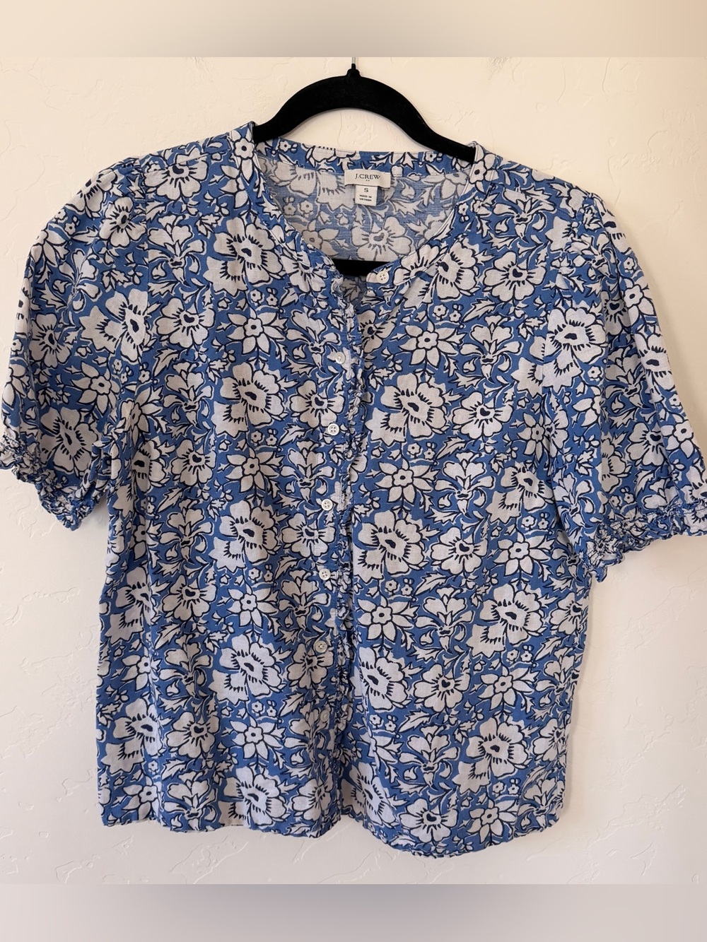 J.Crew Linen Blend Floral Button-Up Top Size S